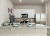 Thumbnail 33 of 62 - Homes For Rent In Myrtle Beach SC - The Palmer At Carolina Forest - Kitchen with Granite Countertops, Stainless Steel Appliances, and Crisp White Cabinets with Round Nickel Hardware