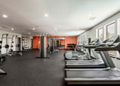 Thumbnail 14 of 21 - a gym with cardio equipment and weights on the floor
