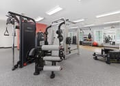 Thumbnail 17 of 35 - Pet-Friendly Apartments in Savannah, GA – The Palms at Chatham – a fully equipped gym with weights machines and other exercise equipment