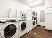Thumbnail 4 of 54 - A row of washing machines in a laundromat.