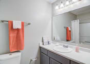 Thumbnail 6 of 24 - Flats at Riverview apartments in Duluth Georgia photo of a bathroom with a sink and a toilet