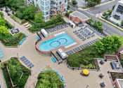 Thumbnail 11 of 38 - aerial view of pool and courtyard