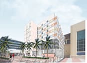 Thumbnail 9 of 9 - Apartments In Miami Beach, FL for Rent – The Anamar at Collins Park- a rendering of a building with palm trees