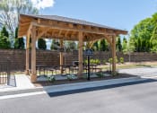 Thumbnail 16 of 19 - Sky Harbor Apartments in Chamblee, GA photo of a pavilion with a grill and picnic tables