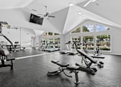 Thumbnail 15 of 18 - Resident fitness center with vaulted ceilings at Southwinds Point Apartments in Stockbridge, Georgia.