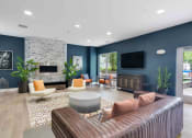 Thumbnail 15 of 20 - resident lounge with modern furnishings and fireplace