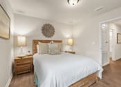 Thumbnail 10 of 30 - a bedroom with a bed and two lamps