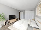 Thumbnail 11 of 22 - Bright bedroom with modern finishes in Wilton Tower’s 1-bedroom floor plan in Wilton Manors, FL.