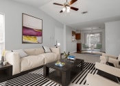 Thumbnail 23 of 33 - apartment living room with ceiling fan