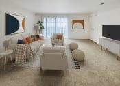 Thumbnail 7 of 19 - a living room with white walls and carpet