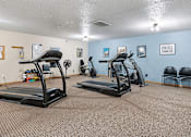 Thumbnail 5 of 9 - A gym with treadmills and exercise equipment.