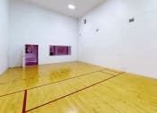 Thumbnail 22 of 24 - a Raquetball court with a wooden floor and white walls