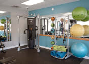 Thumbnail 17 of 32 - a gym with weights and equipment in a fitness room