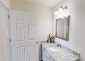 Thumbnail 13 of 27 - an empty bathroom with a sink and a mirror