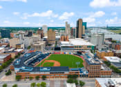 Thumbnail 14 of 16 - an aerial view of a baseball stadium in the city