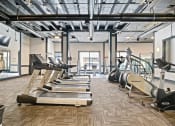 Thumbnail 13 of 16 - a gym with cardio equipment and weights on the floor
