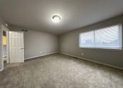 Thumbnail 18 of 18 - a bedroom with gray walls and carpet