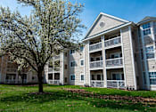 Thumbnail 22 of 26 - A tree in front of a building with a balcony.