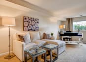 Thumbnail 8 of 16 - carpeted living room in apartment at the villages at general grant