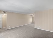 Thumbnail 10 of 27 - an empty living room with carpet and a door to a closet