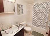 Thumbnail 11 of 18 - apartment bathroom with a sink toilet and bathtub