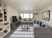 Thumbnail 3 of 18 - apartment living room with a couch and chairs