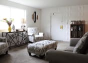 Thumbnail 1 of 17 - apartment living room with couch and chairs