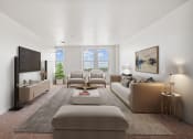 Thumbnail 10 of 29 - a living room with couches and chairs and a television