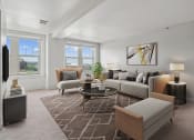 Thumbnail 19 of 29 - living room of an apartment with carpeting