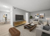 Thumbnail 6 of 20 - Modern living room with updated flooring in open concept apartment