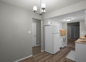 Thumbnail 4 of 29 - a kitchen with a white refrigerator and a stove