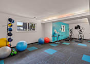Thumbnail 13 of 25 - a workout room with balls and exercise equipment in a garage