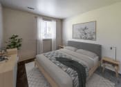 Thumbnail 14 of 23 - a bedroom with a bed and a dresser and a window