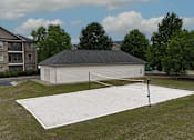 Thumbnail 19 of 33 - A white rink in the middle of a grassy area with a building in the background.