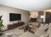 Thumbnail 4 of 22 - apartment living room with a large TV