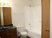 Thumbnail 22 of 35 - this is a photo of the bathroom in a 1 bedroom apartment at deer hill apartments in c