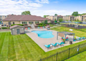 Thumbnail 25 of 31 - an aerial view of our apartments with an outdoor pool