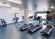 Thumbnail 18 of 23 - a gym with treadmills and other exercise equipment