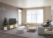 Thumbnail 1 of 23 - apartment living room with beige walls and a large window