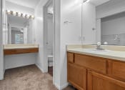 Thumbnail 11 of 28 - a bathroom with a sink and a mirror