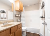 Thumbnail 9 of 17 - a bathroom with a toilet sink and shower and a tub