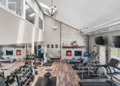 Thumbnail 15 of 22 - gym has plenty of exercise equipment and a large window