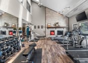 Thumbnail 14 of 22 - apartment complex gym with weights and cardio