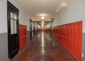 Thumbnail 17 of 25 - Former high school hallway with red lockers