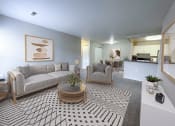 Thumbnail 1 of 21 - a living room with a couch and two chairs