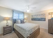 Thumbnail 20 of 24 - a bedroom with a bed and a ceiling fan