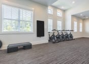 Thumbnail 30 of 32 - a fitness room with exercise machines and a large window
