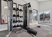 Thumbnail 26 of 33 - modern fitness center with free weights