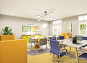 Thumbnail 14 of 19 - Office area with a large table to work on with chairs and a computer.