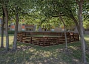Thumbnail 33 of 37 - Fusion 35 pet park with a wooden fence in the foreground of a grassy area.